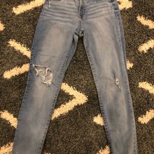 Women's Blue Distressed Skinny Jeans
